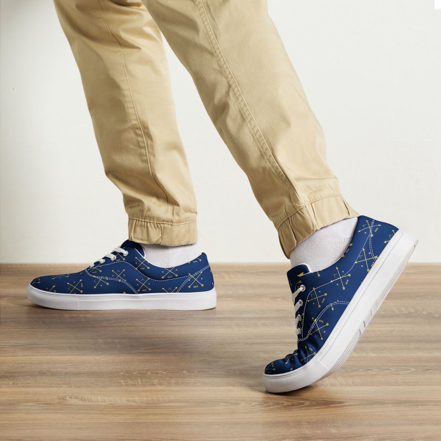 Men’s B&R Lace-Up Canvas Shoes (blue with gold logo)