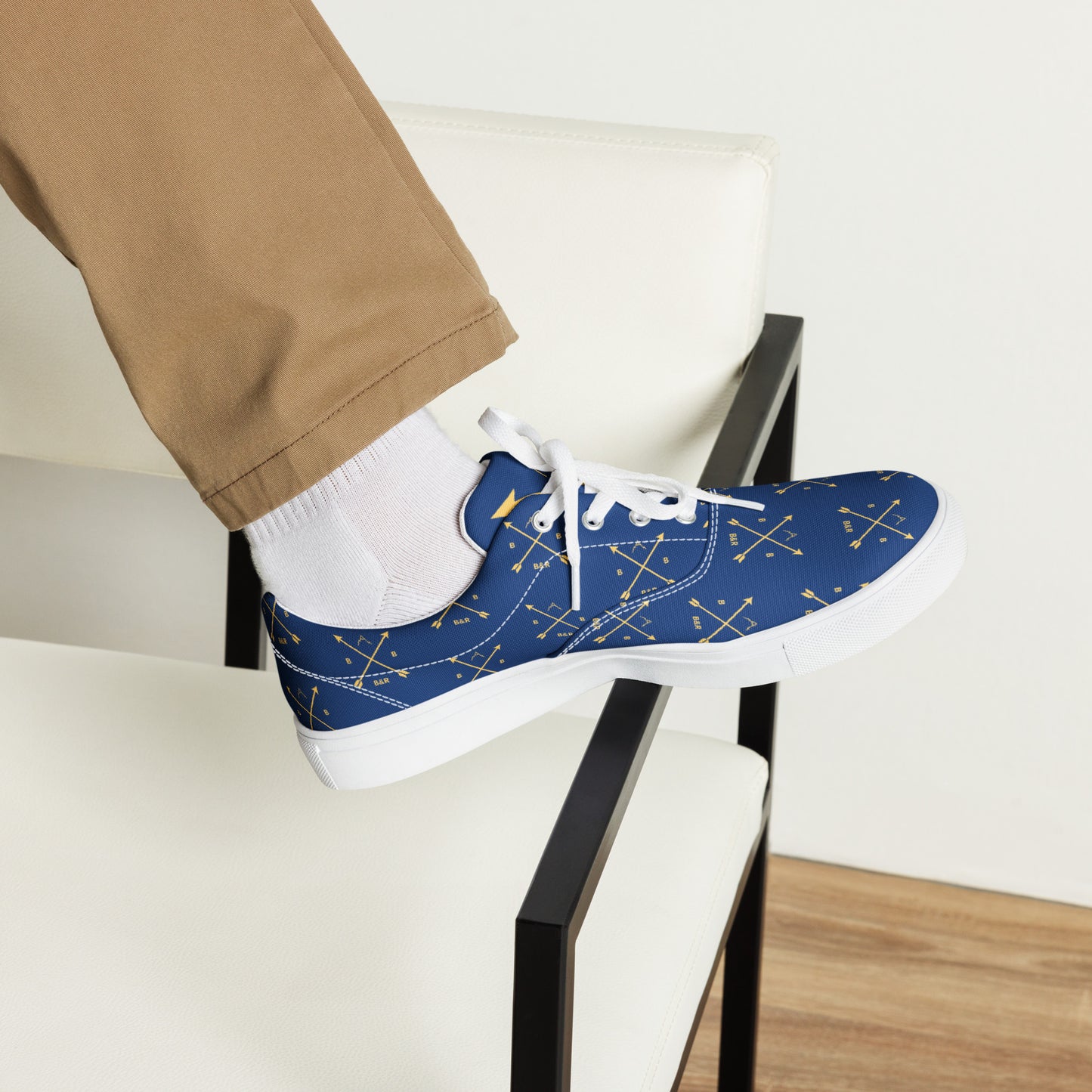 Men’s B&R Lace-Up Canvas Shoes (blue with gold logo)