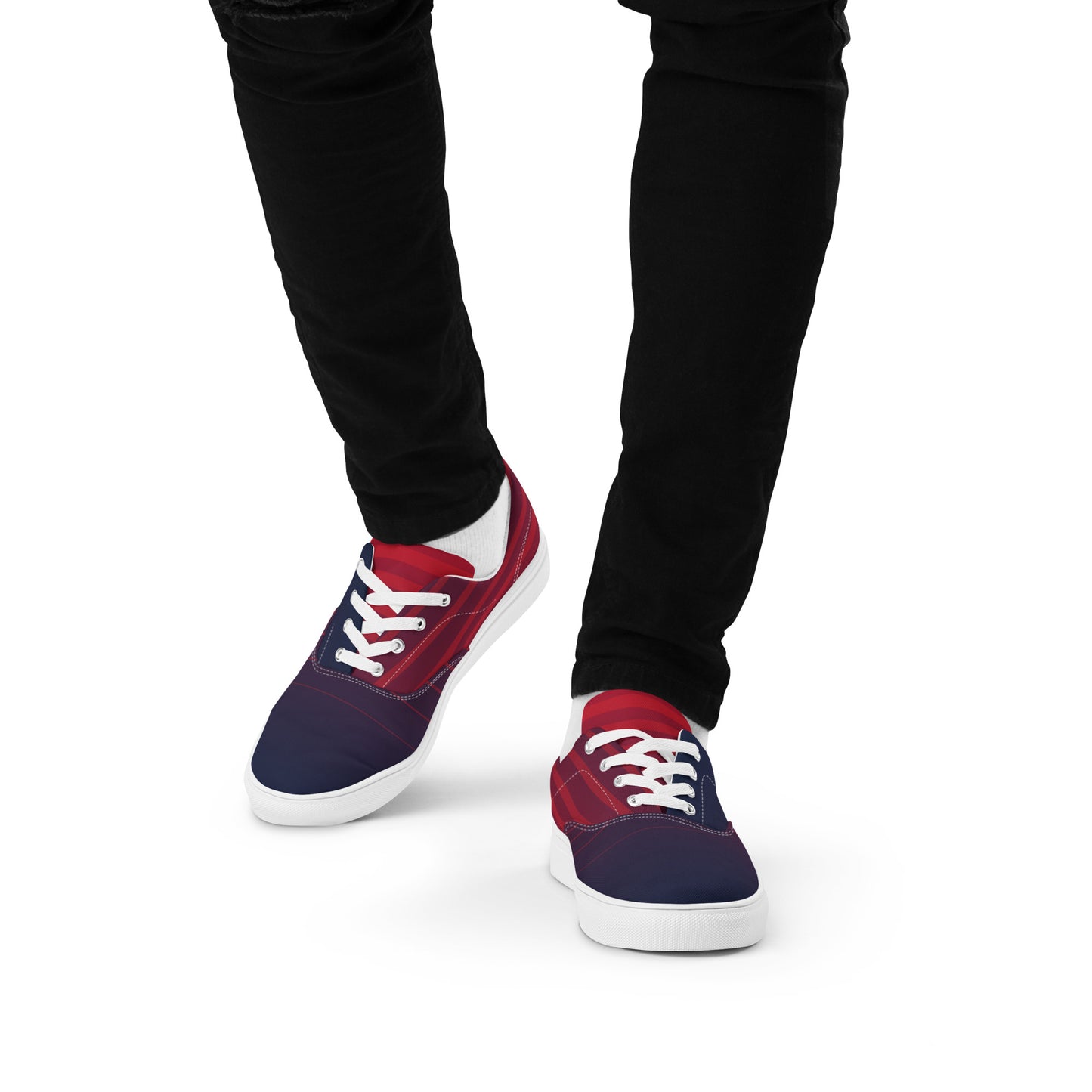 Men’s Lace-Up Canvas Shoes (blue and red)