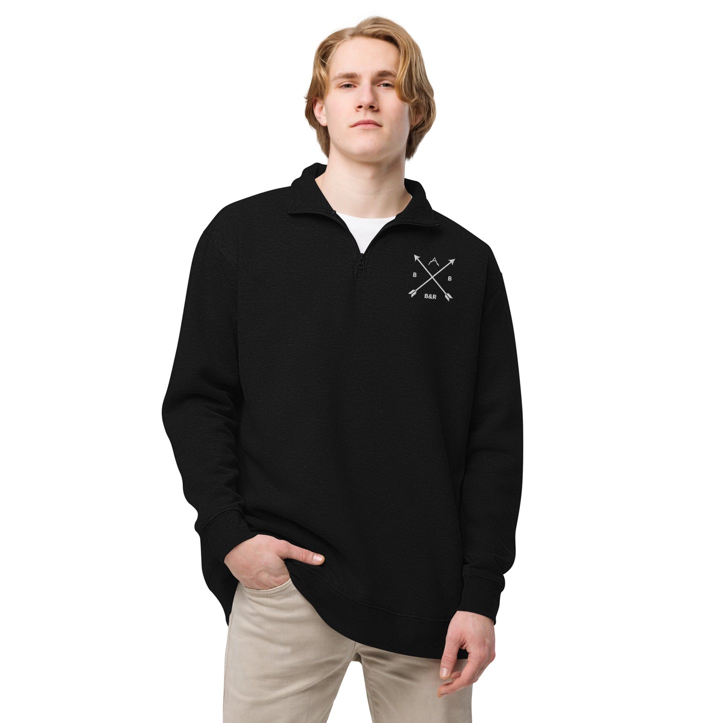Men's B&R fleece pullover (black with white logo)