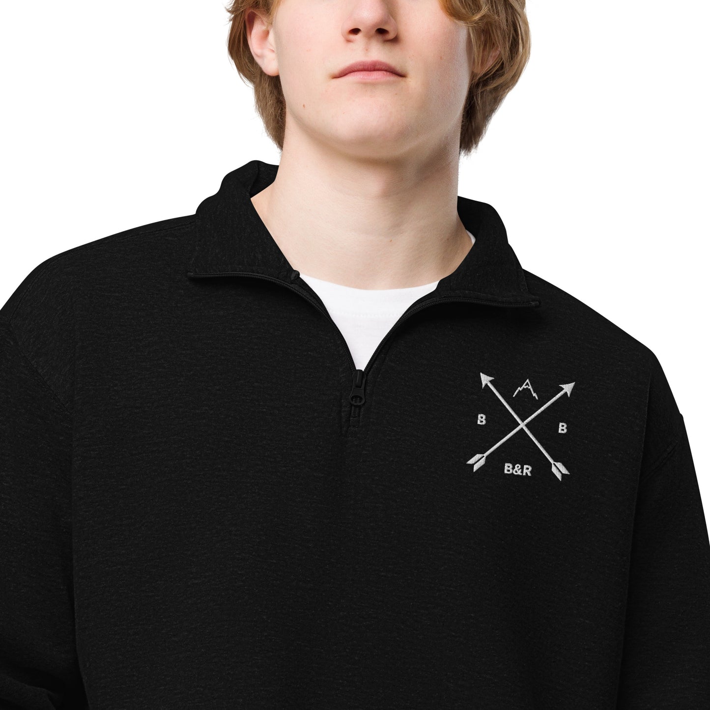 Men's B&R fleece pullover (black with white logo)