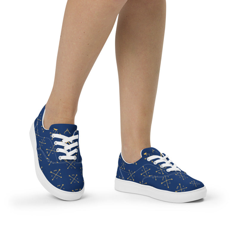 Women’s B&R Lace-Up Canvas Shoes (Blue with gold logo)